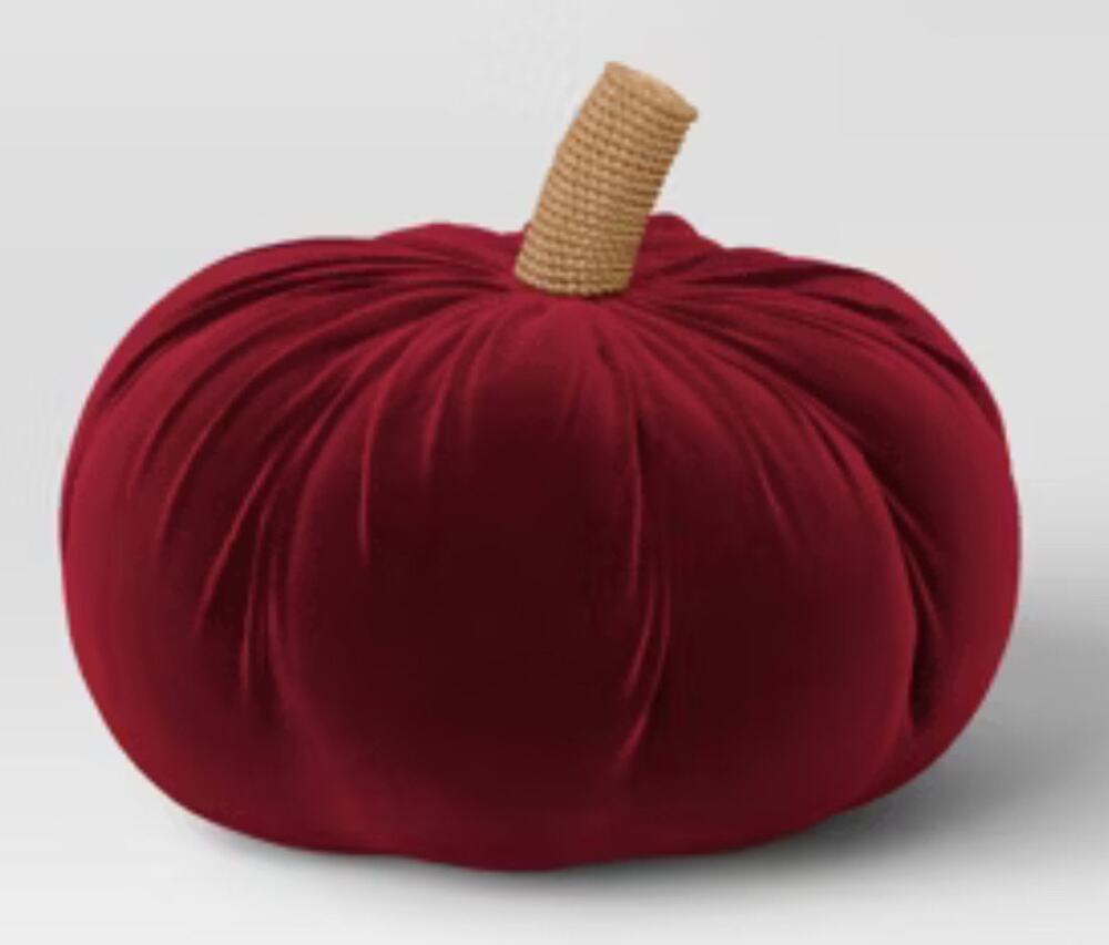 Threshold Pumpkin Shaped Velvet Throw Pillow Red New